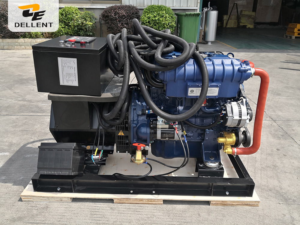 DELLENT POWER 75kVA open type marine diesel generator set powered by a Weichai marine engine.